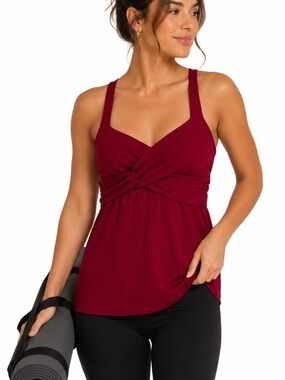 Lululemon Wrap It Up Tank 6 Red Built-In Bra Cross Back Layering Yogacore